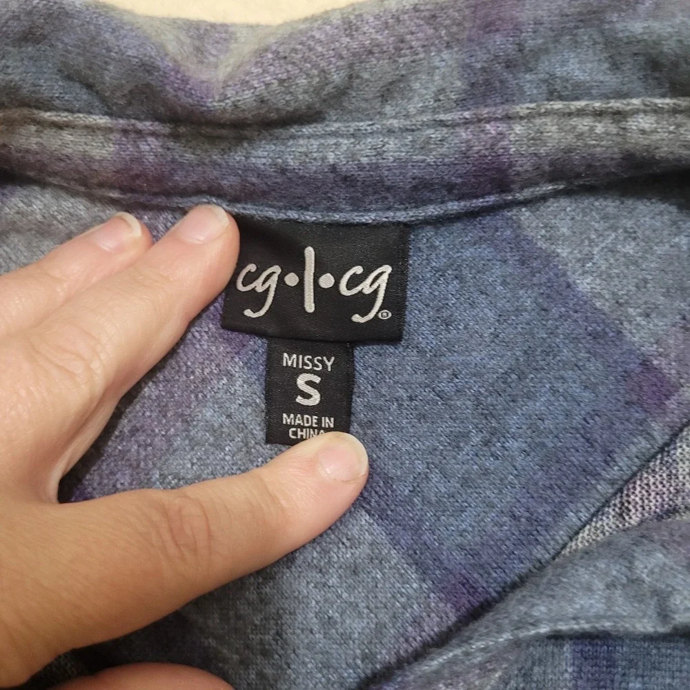 Ladies Cozy Knit Button Up Long Sleeves Shirt SMALL Blue Purple - Picture 4 of 7